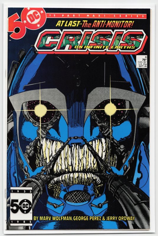 Crisis on Infinite Earths #6 (DC Comics, 1985), raw, ungraded comic book — front cover