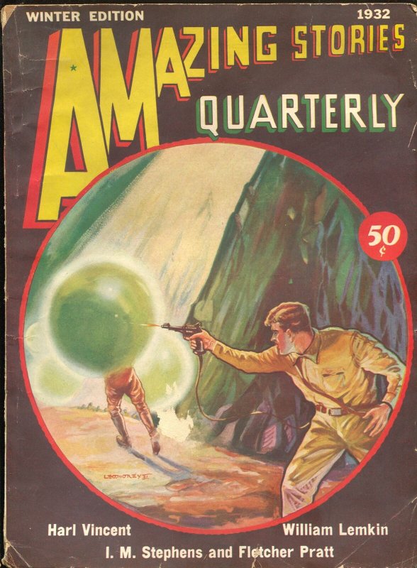 Amazing Stories Quarterly-Winter 1932-ray gun Cover-Harl Vincent-Pratt-G (Experimenter Publishing, 1932), raw, ungraded comic book — front cover