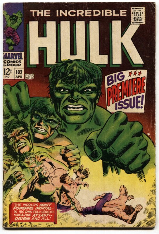 Incredible Hulk #102 (Marvel Comics, 1967), raw, ungraded comic book — front cover