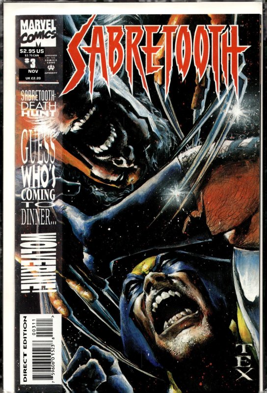 Sabretooth #3 (Marvel Comics, 1993), raw, ungraded comic book — front cover