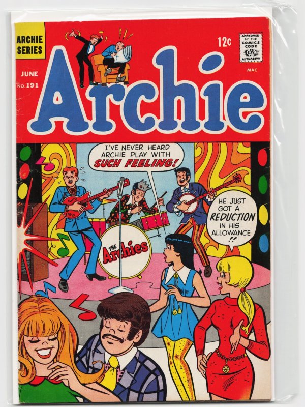 Archie #191 (Archie Comics, 1969), raw, ungraded comic book — front cover