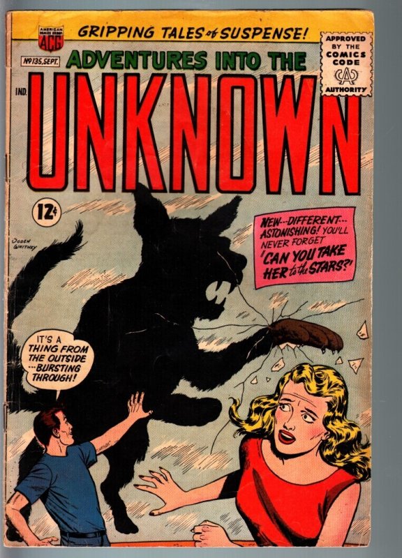 Adventures into the Unknown #135 (DC Comics), raw comic book in VG condition — front cover