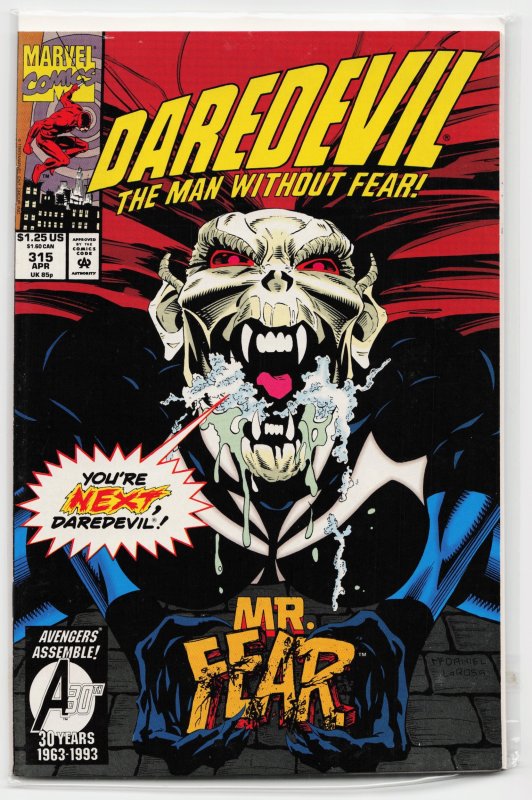 Daredevil #315 (Marvel Comics, 1993), raw, ungraded comic book — front cover