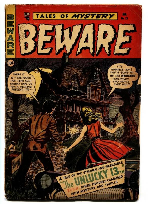 Beware Comics #13 (1955), raw comic book in VG condition — front cover