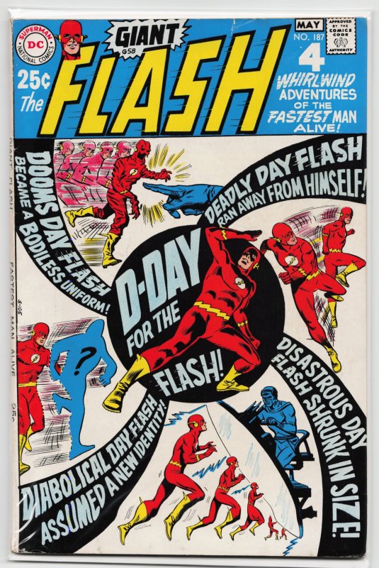 The Flash #187 (DC Comics, 1969), raw, ungraded comic book — front cover