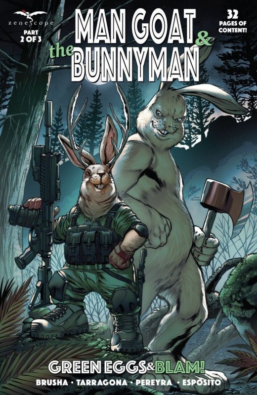 Man Goat & the Bunnyman Green Eggs Blam #2 (Zenescope Entertainment, 2022), raw, ungraded comic book — front cover