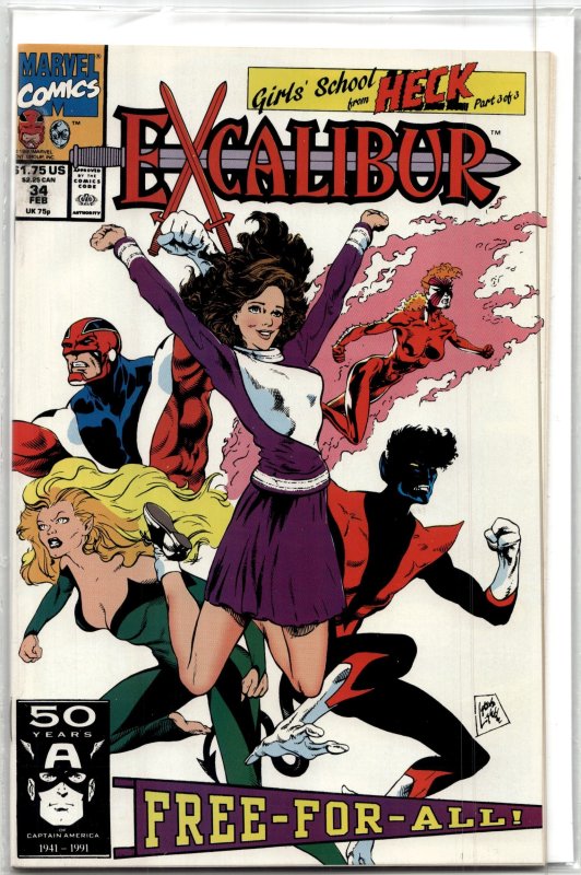 Excalibur #34 (Marvel Comics, 1991), raw, ungraded comic book — front cover
