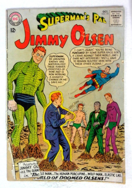 Superman's Pal Jimmy Olsen #72 (DC Comics, 1963), raw, ungraded comic book — front cover