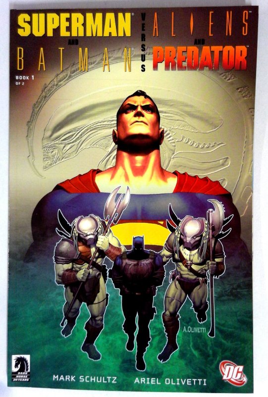Superman and Batman Versus Aliens and Predator #1 (2007), raw comic book in NM- condition — front cover