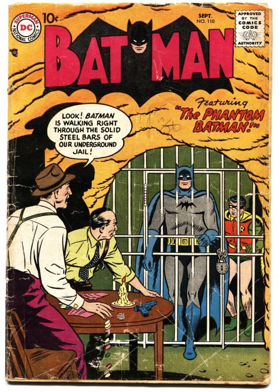 Batman #110 (DC Comics, 1957), raw comic book in VG- condition — front cover