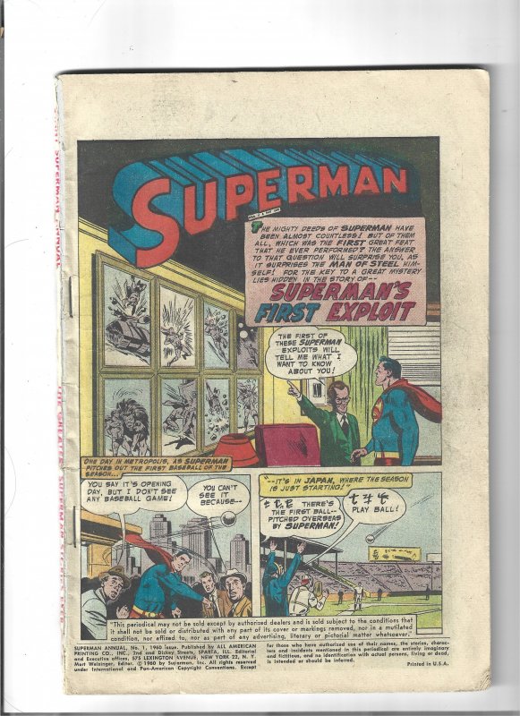 Superman Annual #1 (DC Comics), raw, ungraded comic book — front cover