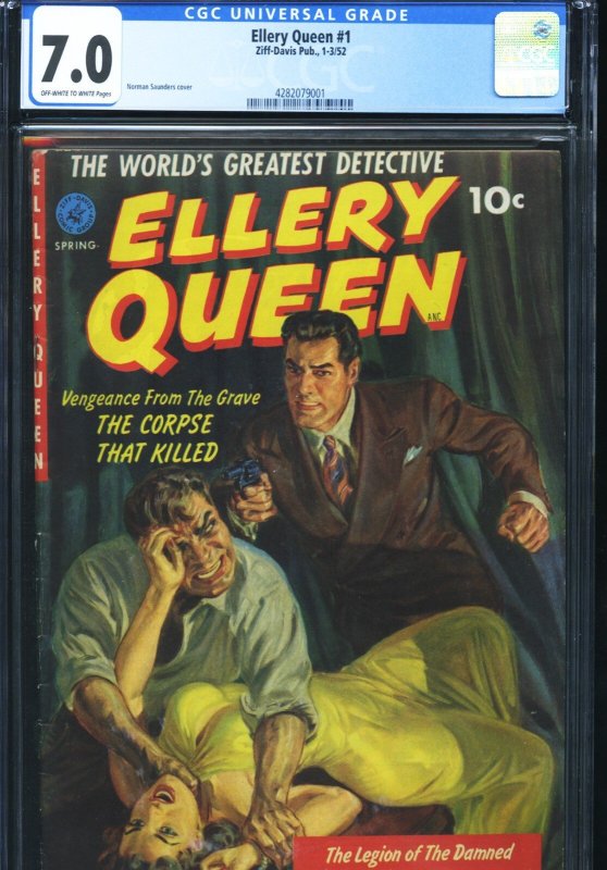 Ellery Queen (Zd) #1, CGC 7.0 graded comic book, Universal Blue label — front cover in its holder