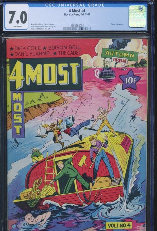 4 Most #4, CGC 7.0 graded comic book, Universal Blue label — front cover in its holder