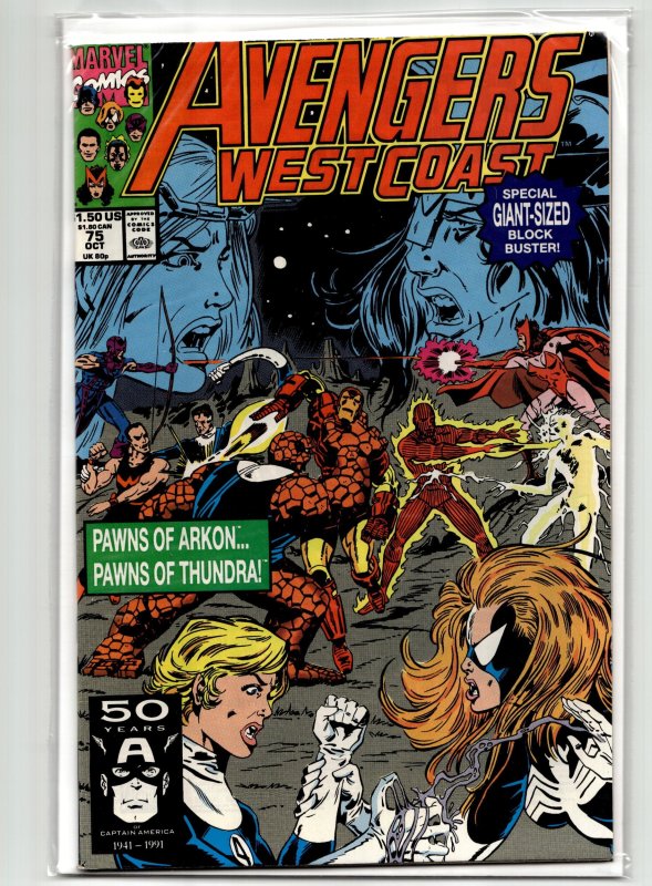 Avengers West Coast #75 (Marvel Comics, 1991), raw, ungraded comic book — front cover