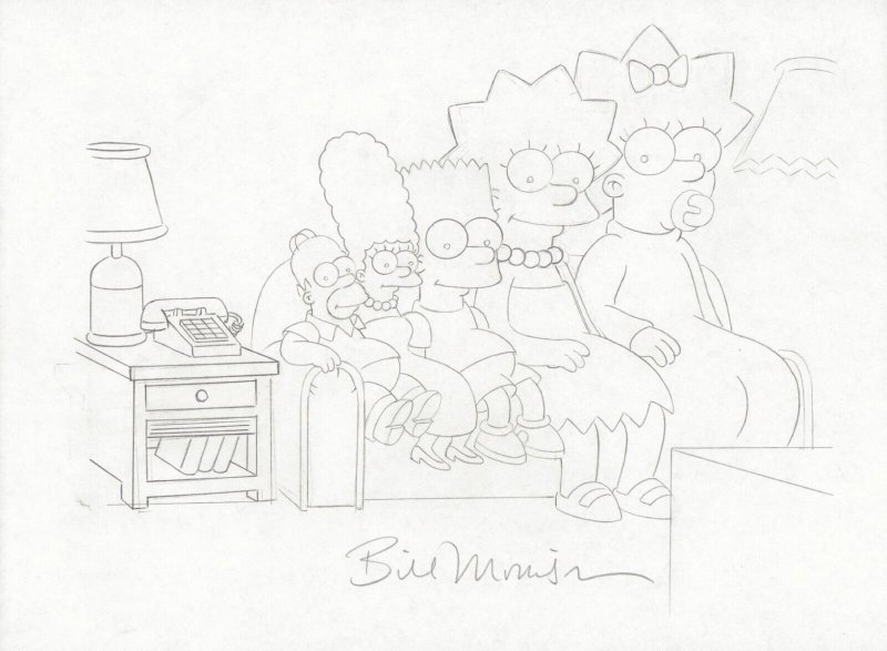 The Simpsons Reverse Size Couch Gag - Signed art by Bill Morrison, raw, ungraded comic book — front cover