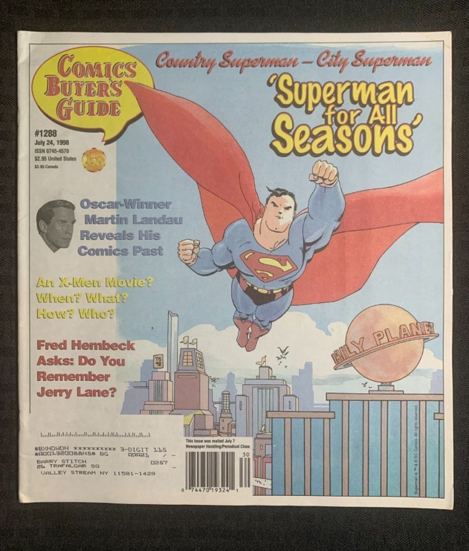 1998 Comic Buyer's Guide Magazine #1288 (1998), raw comic book in FN+ 6.5 condition — front cover
