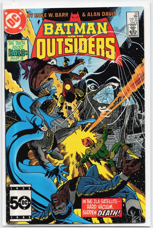 Batman and the Outsiders #22 (DC Comics, 1985), raw, ungraded comic book — front cover
