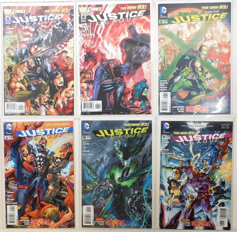 Justice League Lot of 6 #5, 6, 8, 9, 10, 11 2012 DC Comics 1st Print Comic Books (DC Comics, 2012), raw, ungraded comic book — front cover