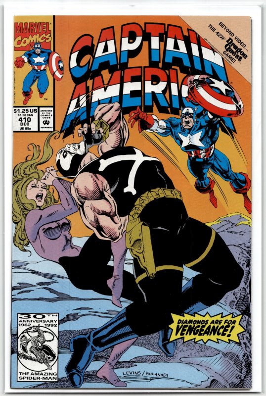 Captain America #410 (Marvel Comics, 1992), raw, ungraded comic book — front cover