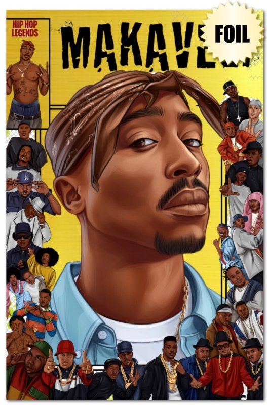 Orbit: History of Hip Hop: Amazing Comicon Tupac Makaveli Chrome/gold Cover Set., raw, ungraded comic book — front cover