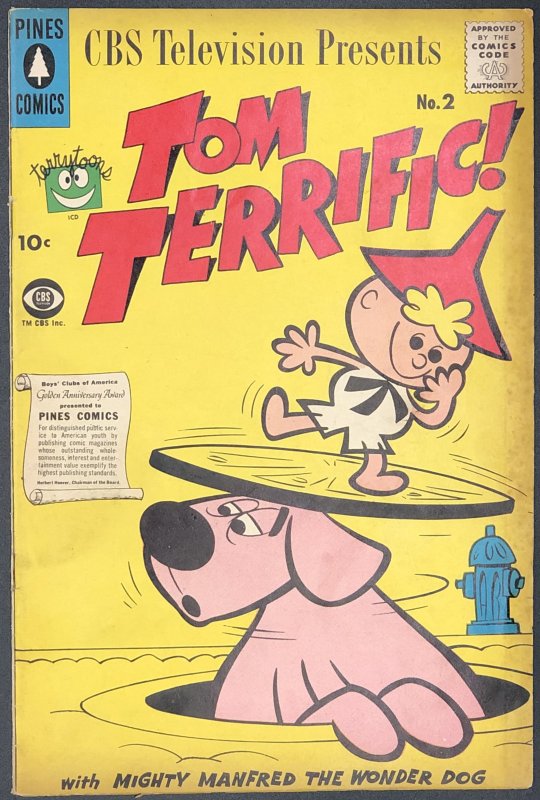 Tom Terrific #2 (1957), raw, ungraded comic book — front cover