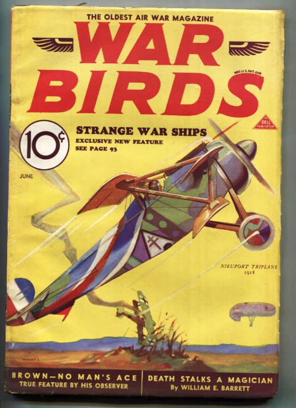 War Birds 6/1933-Rare Aviation Pulp-Nieuport Triplane Cover-HIGH Grade-Vf, raw comic book in VF condition — front cover