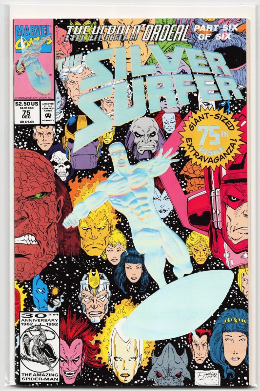 Silver Surfer #75 (Marvel Comics, 1992), raw, ungraded comic book — front cover