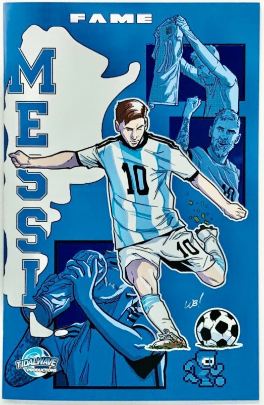 Fame: Lionel Messi NYCC Matthew Waite “embossed ’’ Variant Signed W/coa NM., raw comic book in NM condition — front cover
