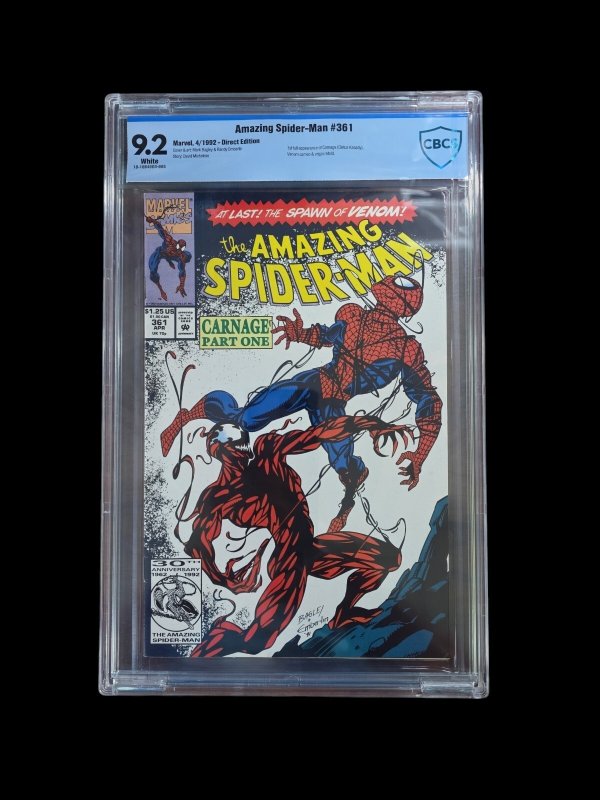Amazing Spider-Man #361 (Marvel Comics), CBCS 9.2 graded comic book, Universal Blue label — front cover in its holder