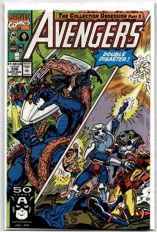 The Avengers #336 (Marvel Comics, 1991), raw, ungraded comic book — front cover