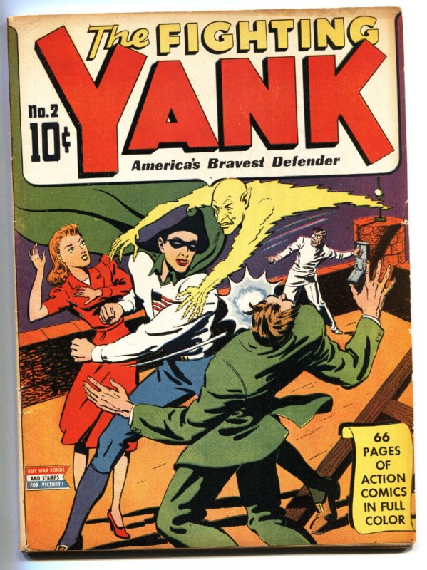 Fighting Yank #2 (Nedor Comics), raw comic book in FN+ condition — front cover