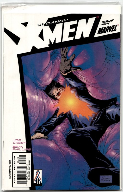 The Uncanny X-Men #404 (Marvel Comics, 2002), raw, ungraded comic book — front cover