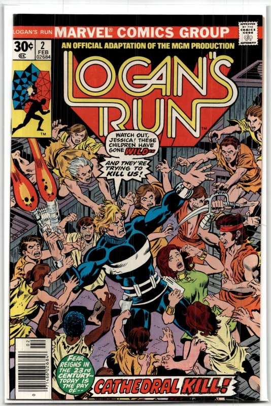 Logan's Run #2 (Marvel Comics, 1977), raw, ungraded comic book — front cover