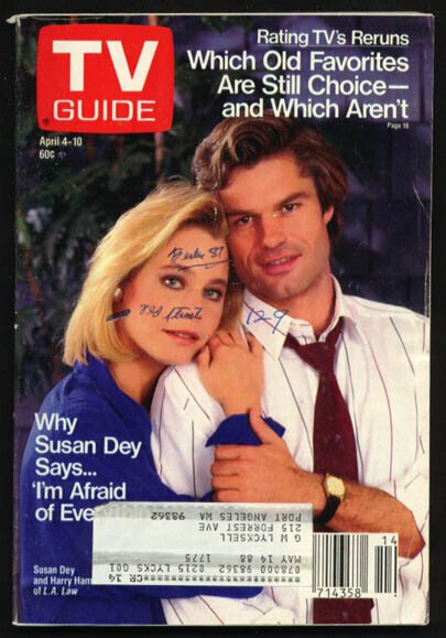 Mag: TV Guide 04/04/1987-Susan Dey/george Wallace/nba G, raw, ungraded comic book — front cover