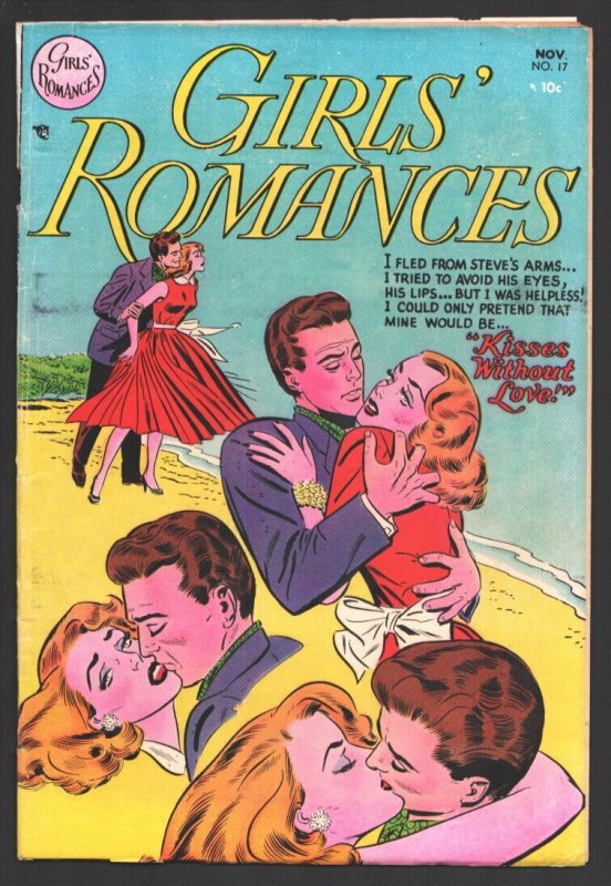 Girls' Romances #17 (DC Comics, 1952), raw comic book in FN- condition — front cover