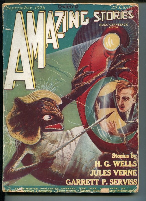 Amazing Stories #6-09/1926-Gernsbeck-Jules Verne-H G Wells-Frank R PAUL-good/vg (Experimenter Publishing), raw, ungraded comic book — front cover