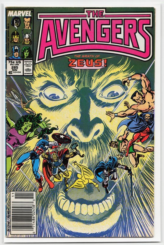 The Avengers #285 (Marvel Comics, 1987), raw, ungraded comic book — front cover