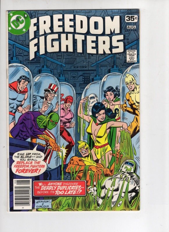 Freedom Fighters #15 (DC Comics, 1978), raw comic book in FN+ 6.5 condition — front cover