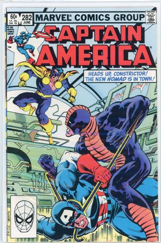 Captain America #282 (Marvel Comics, 1983), raw comic book in VF/NM 9.0 condition — front cover