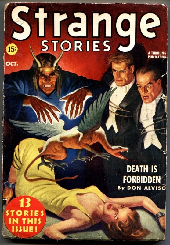 Pulp: Strange Stories 10/1939-chained Babe-horror Pulp-strange Flying Beast-G, raw, ungraded comic book — front cover