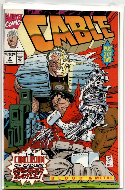 Cable #2 (Marvel Comics, 1992), raw, ungraded comic book — front cover