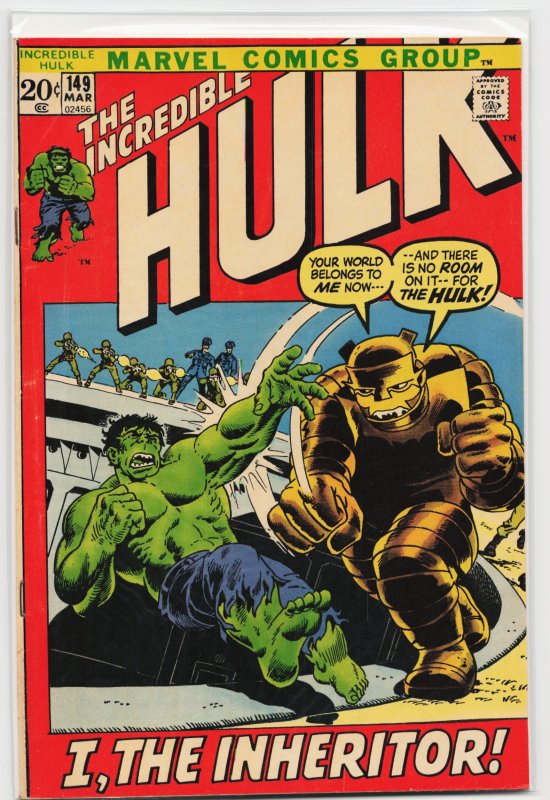 The Incredible Hulk #149 (Marvel Comics, 1972), raw, ungraded comic book — front cover