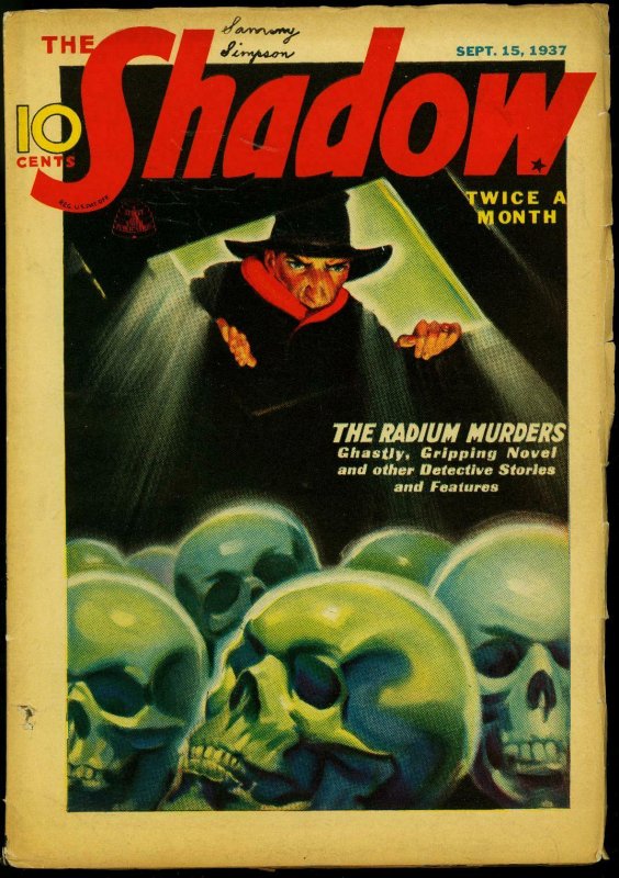 The Shadow Pulp September #15 (1937), raw comic book in FN condition — front cover
