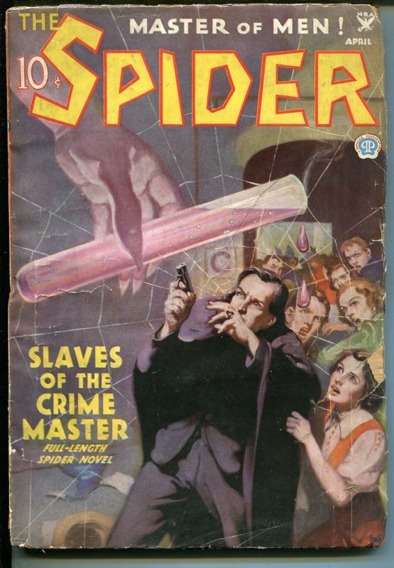 Spider-4/1935-Hero Pulp-Weird Menace-Slaves OF THE Crime MASTER-vg Minus (Popular Publications, 1935), raw, ungraded comic book — front cover