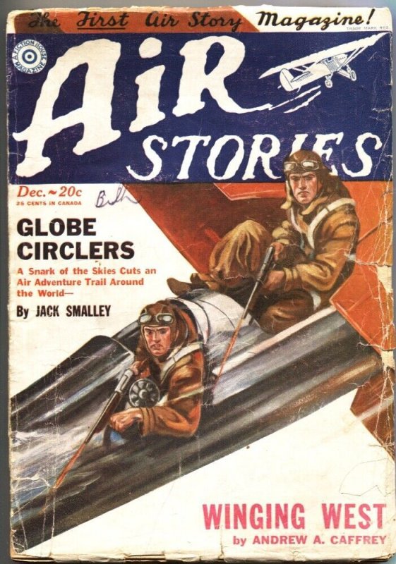 Air Stories-Dec 1929-Joel Rogers & Frederick C Davis-Aviation Pulp-Tommy Gun, raw, ungraded comic book — front cover