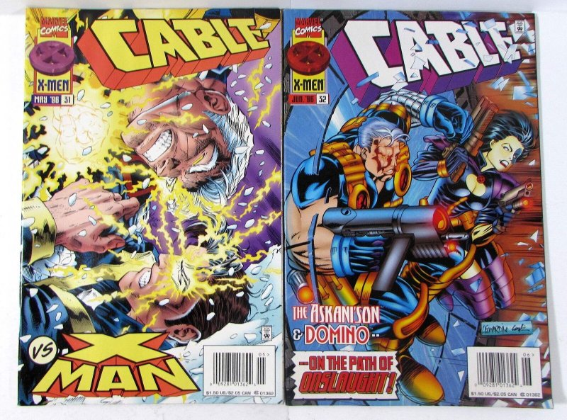 Cable Lot of 2 #31, 32 Marvel (1996) Newsstand 1st Series Comic Books (Marvel Comics, 1996), raw, ungraded comic book — front cover