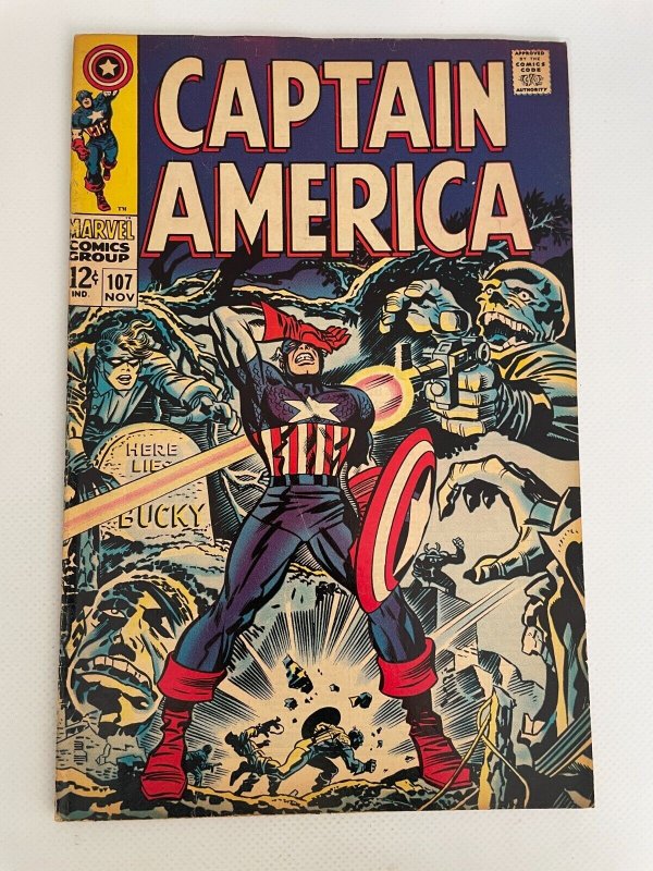 Captain America #107 (Marvel Comics), raw comic book in VF/NM condition — front cover