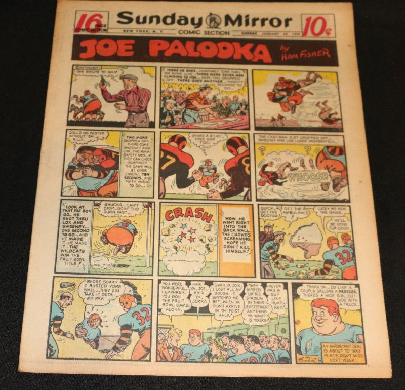 1950 Sunday Mirror Weekly Comic Section January 29th (VF) Superman vs Knights (1950), raw comic book in VF condition — front cover