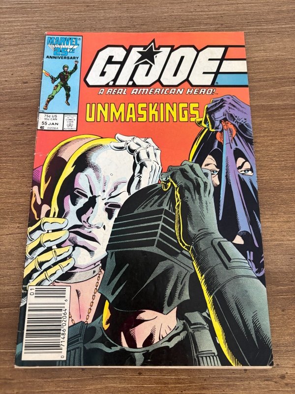 G.I. Joe #55 (Marvel Comics), raw comic book in FN condition — front cover
