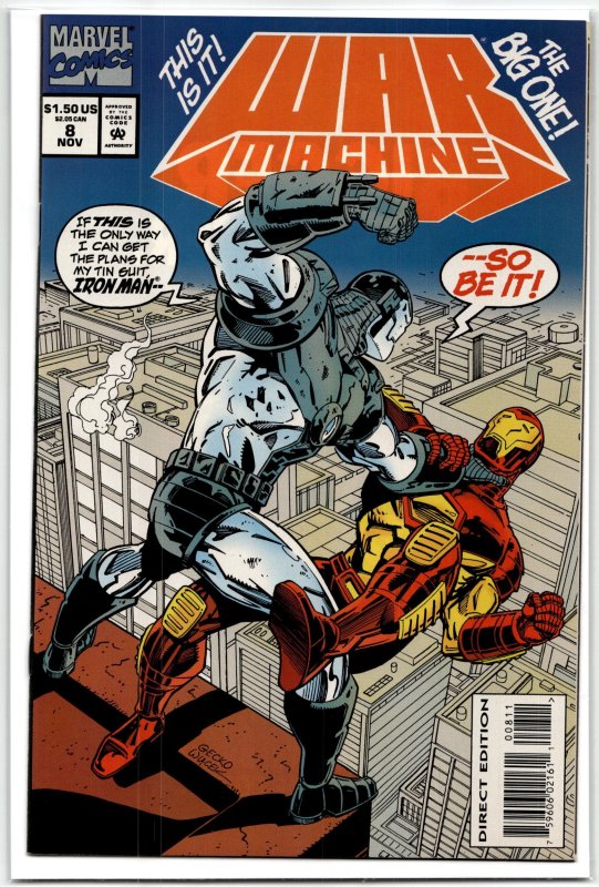 War Machine #8 (Marvel Comics, 1994), raw, ungraded comic book — front cover